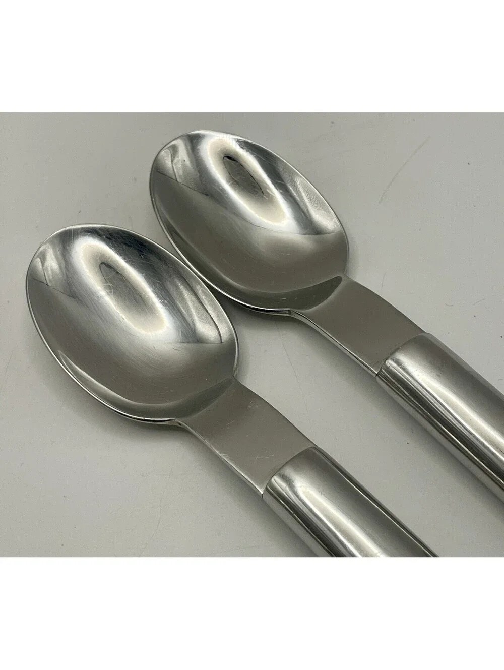 (2) Boda Nova OVAL STEEL 18-8 Stainless Korea Teaspoon Lot ~ 6.25”